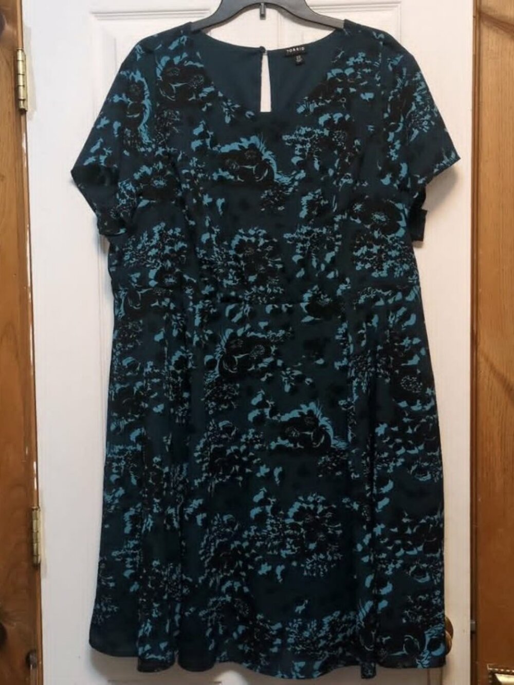 Torrid Sz 22 Floral Dress Georgette Cutout Sleev Skater Poppy Patches ALine Mini